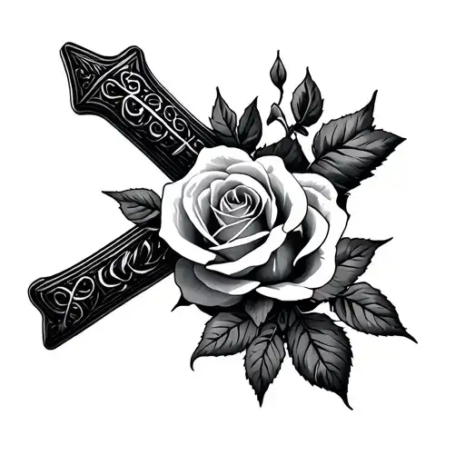 Black Cross And Roses