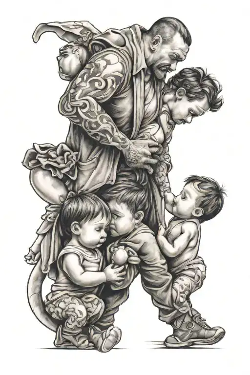 Father And 2 Baby Girl