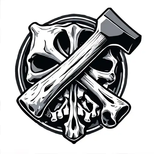 Human Bone And Hammer Crossed