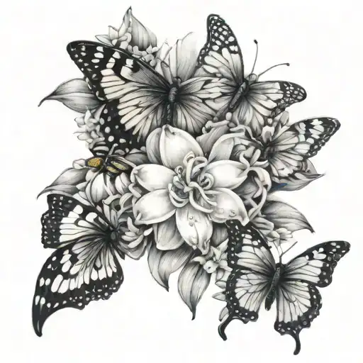 Butterfly And Orchid And Daisies With Wrap