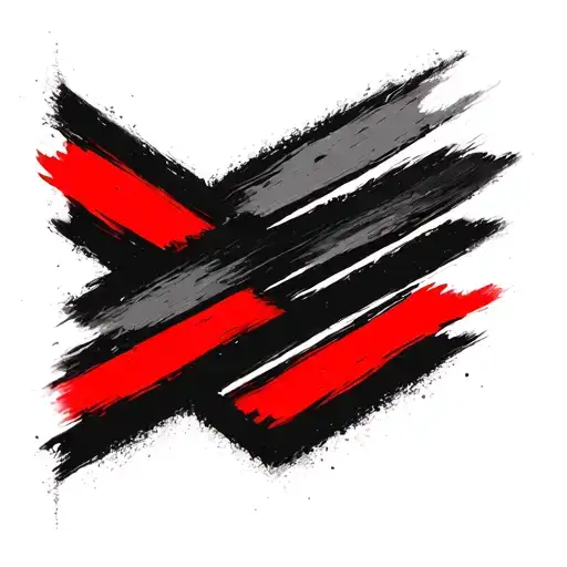 3 Red Stripes With Black Outline From Middle To Left Chest