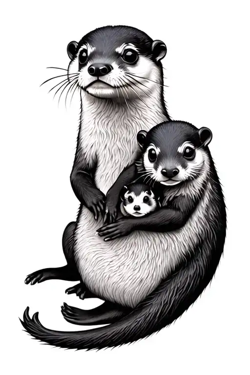 Otter And Her Baby