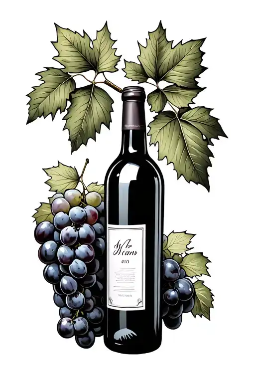 Wine Bottle With Grapes