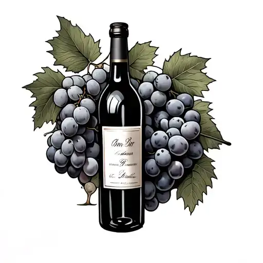 Wine Bottle With Grapes