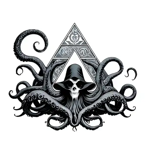 Illuminati Pyramide With Cthulu Tentacles Plague Doctor