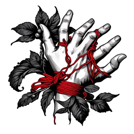 Red Thread Of Fate On Hand Around Wrist