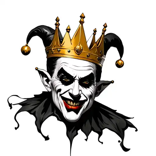 Realistic Evil Jester With Golden Crown