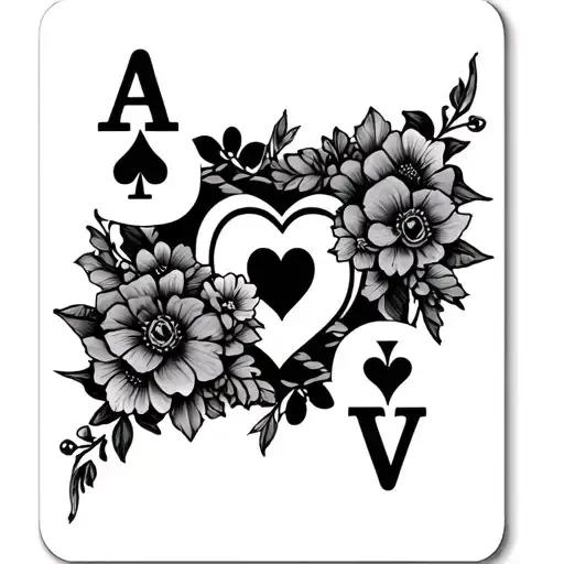 A Initial With Ace Card With Heart And Flowers Intertwined