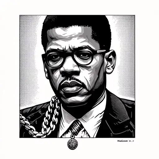 Malcolm X Wearing A Chain With A Pendant Hanging