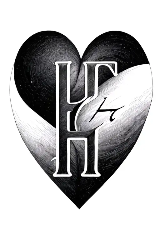 Minimal Half Heart With Letter H