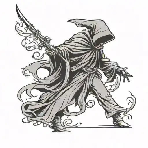 A Reaper And A Girl Dancing Silhouette