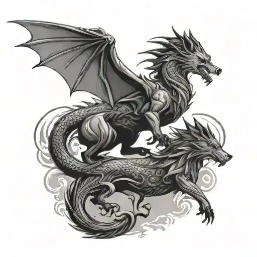 Dragon And Wolf Silhouette