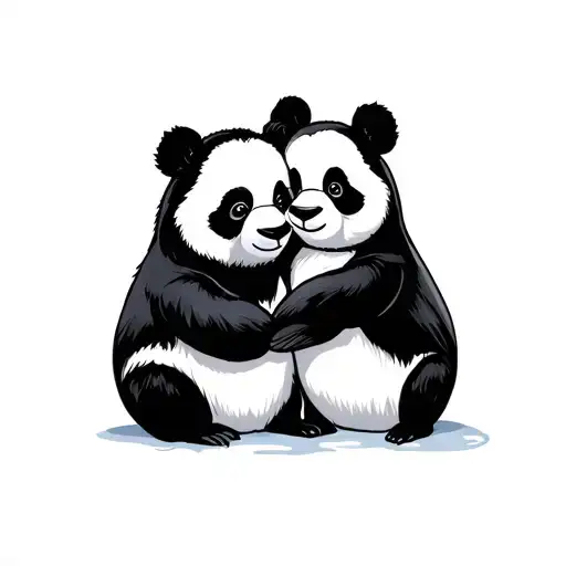 Panda And Penguin Hugging