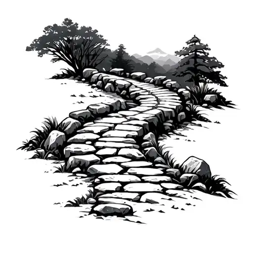 Winding Stone Path With Obstacles In The Way