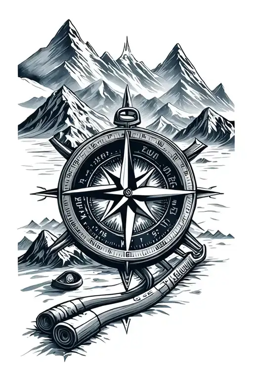 Compass With Hockey And Mountains Inside