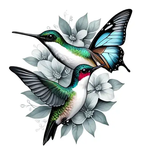 Hummingbird And Butterfly