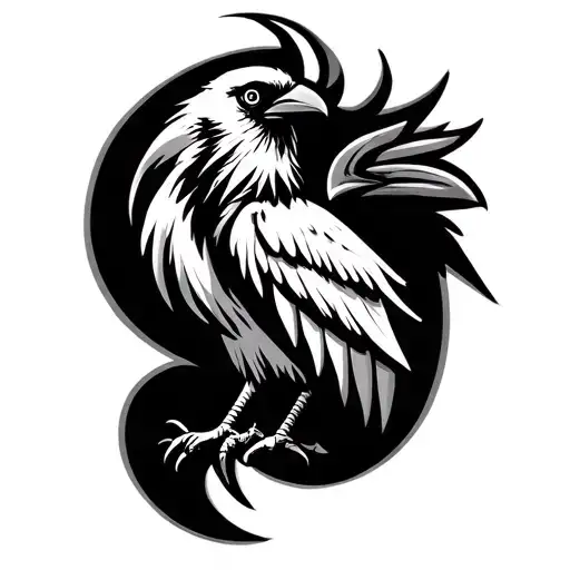 Viking Crow With S Shape Design