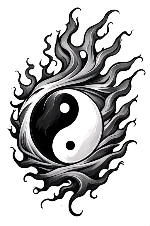 Yin Yang And Flames