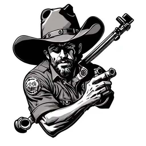 Mechanic Cowboy Half Sleeve Tattoo Design