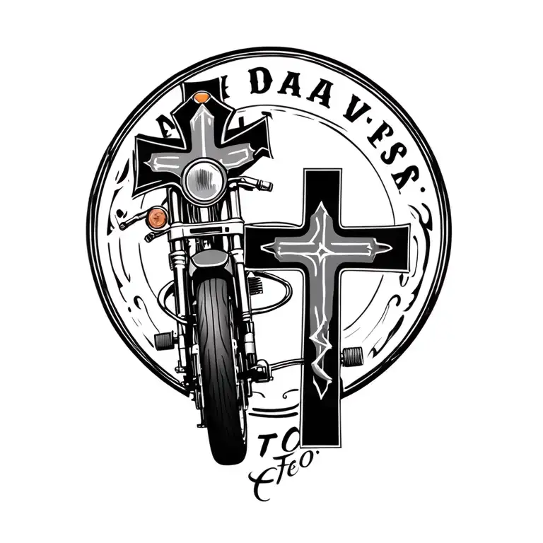 Harley Davidson Motorcycle And A Cross