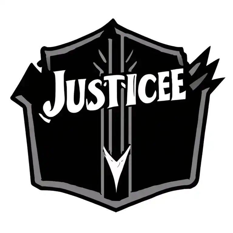 An Arrow Going Vertical With The Name Justice In The Middle Of It Going Vertically With The Arrow
