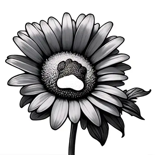 Can You Design A Daisy Flower With A Dog Paw On The Center Of The Flower