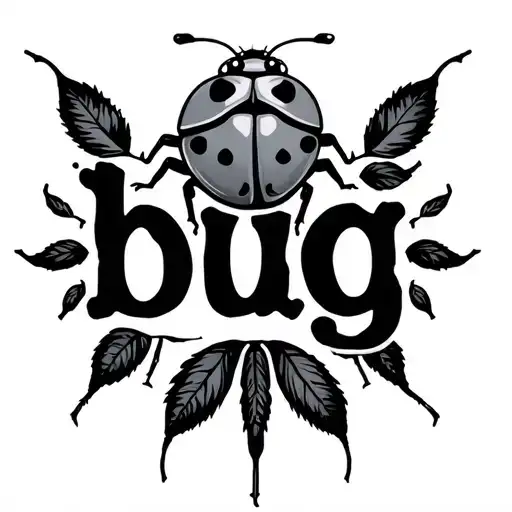 The Word 'Bug' With A Ladybug Sitting On Top