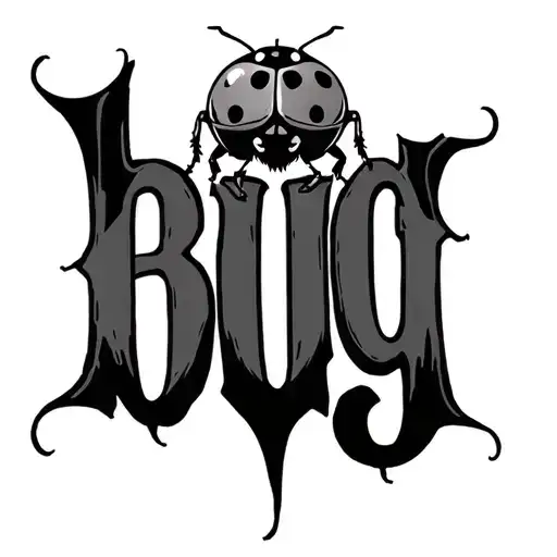 The Word 'Bug' With A Ladybug Sitting On Top