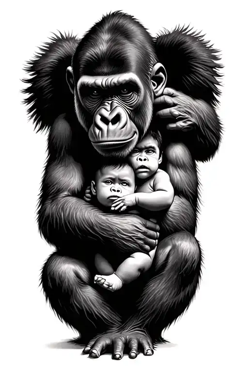 Gorilla Holding Child