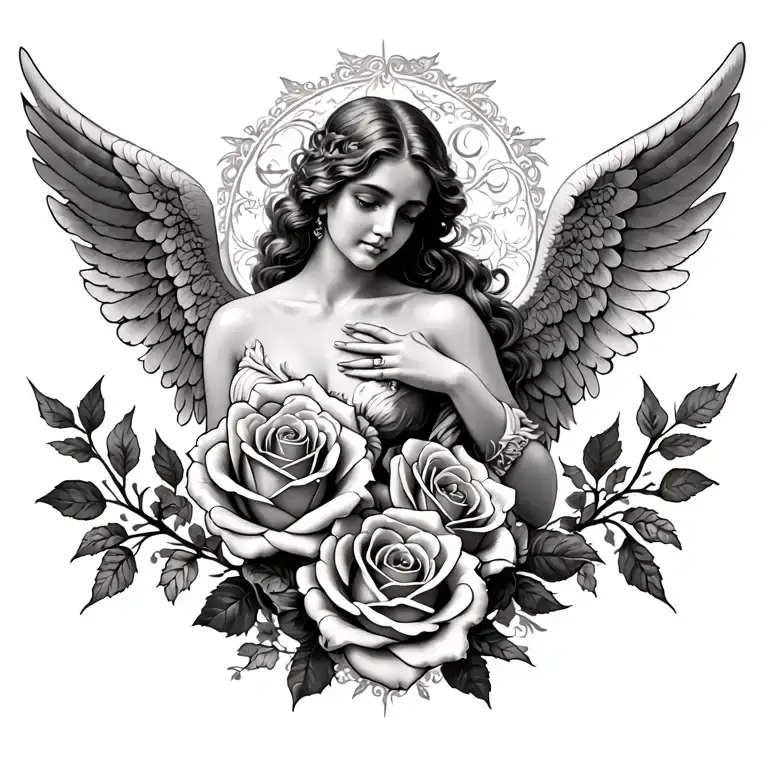 Mom Memorial Large Back Piece Roses Angels