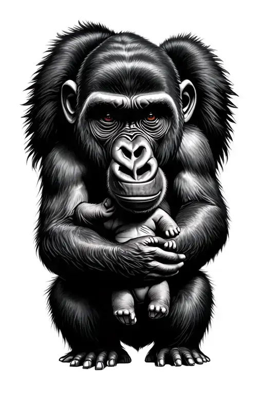 Gorilla Holding Baby Gorilla