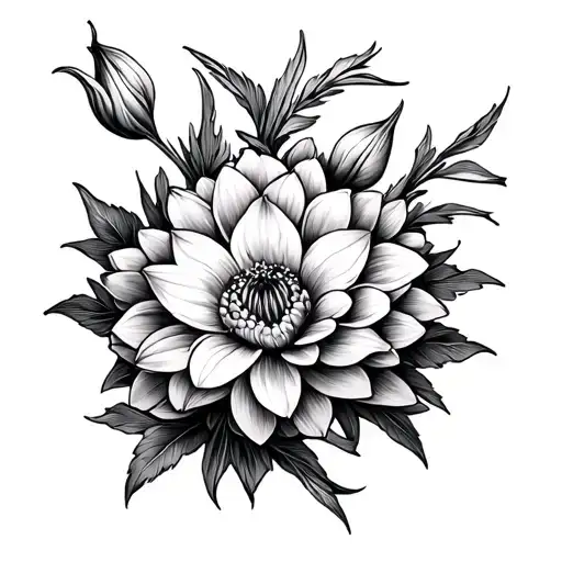 Dahlias Lilies Swirl Lines