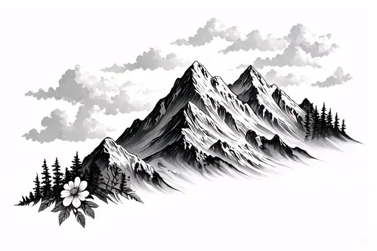 Mountain With Flowers