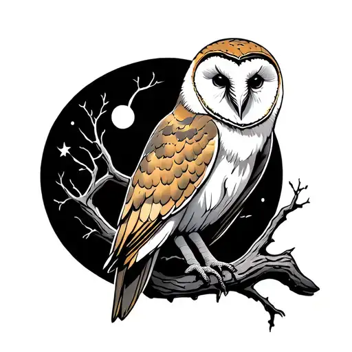 Barn Owl Moon Tree
