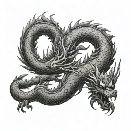 Femal Back Tattoo Dragon