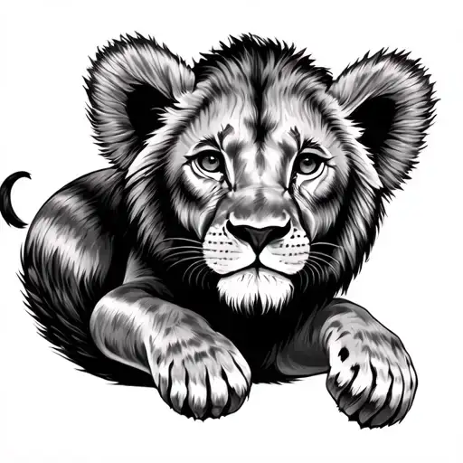 Lion Cub Being Pulled By Tail Wrapped