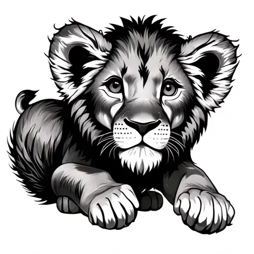 Lion Cub Being Pulled By Tail Wrapped