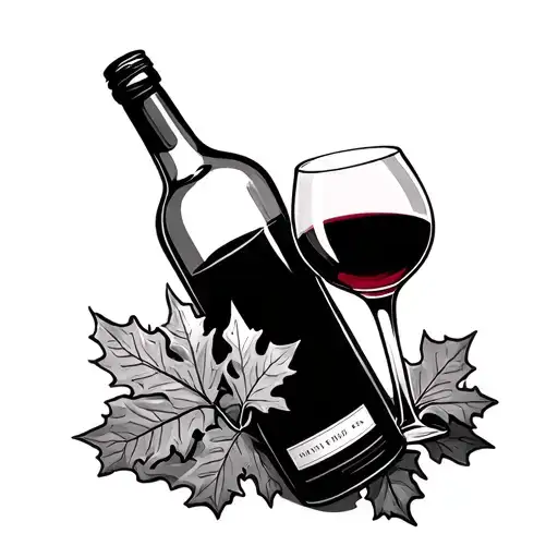Wine Bottle With Silver Oak Leaf On The Label