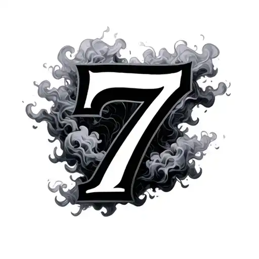Number 7 Surrounded By Smoke Rising