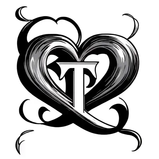 Heart And Infinity Sign Incorporated And Letter T