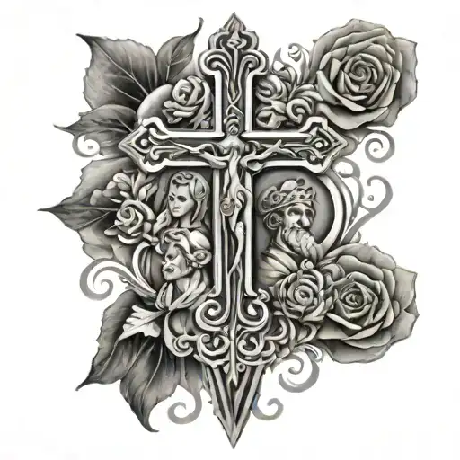 Family And Religious Cross