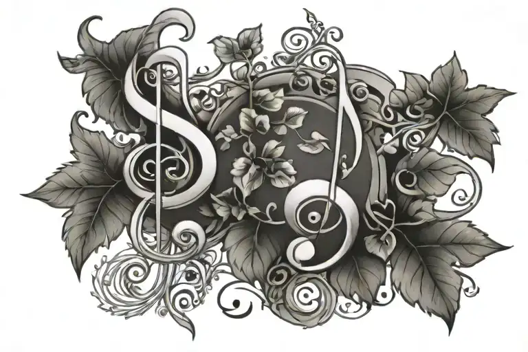 Rounded With Music Notes And Ivy