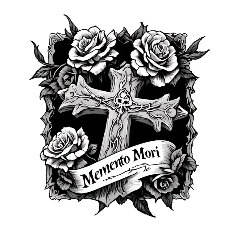 Cross And The Inscription Memento Mori