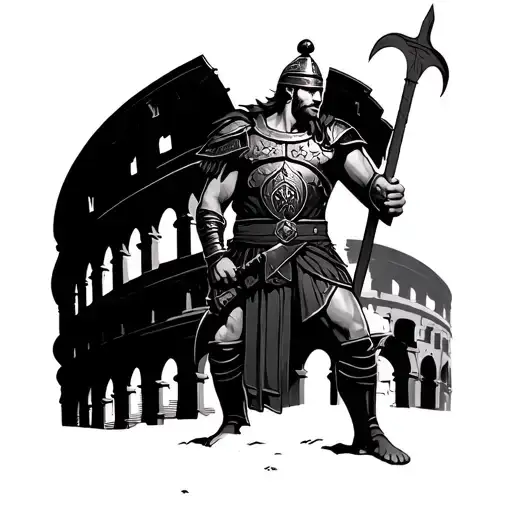 Maximus Gladiator With Colosseum In The Background
