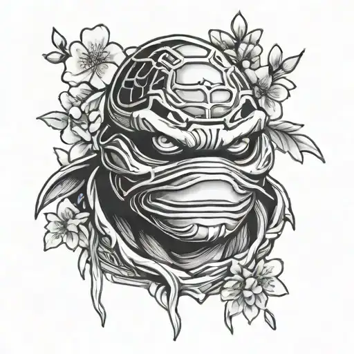Ninja Turtle Mask With Cherry Blossoms