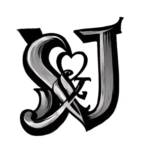 S&j With A Simple Heart Around It