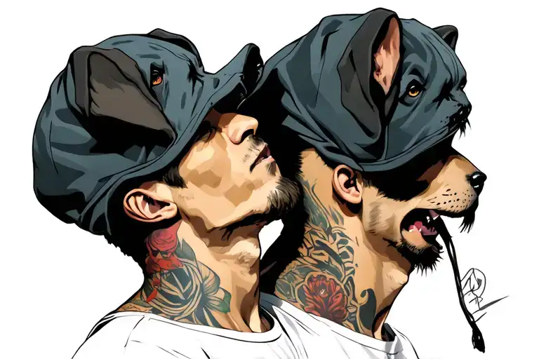 2 Men In Pup Hoods 1 Bitting The Others Neck And Shoulder