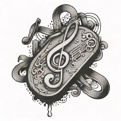 Start Play Pause Button With Music Notes Intertwined