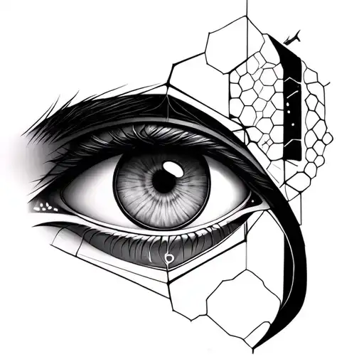 Eye Of Horus With Hexagonal Cells And Abstract Geometry