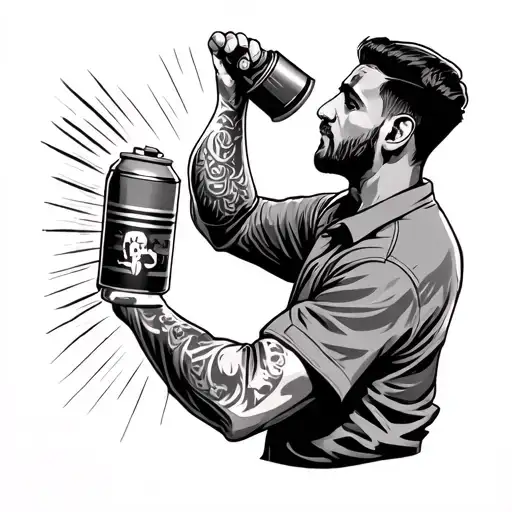 Man Using Spray Can On Freeway Wall